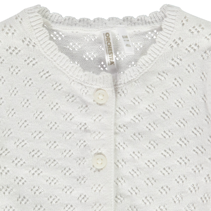 Γιλέκο πλεκτό σε πλέξη pointelle για bebe κορίτσι 