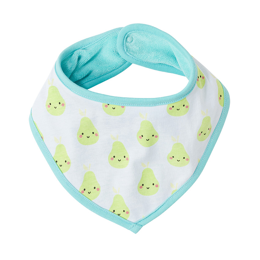 Σαλιάρα σε σχήμα μπαντάνας διπλής όψεως με σχέδια με φρούτα 