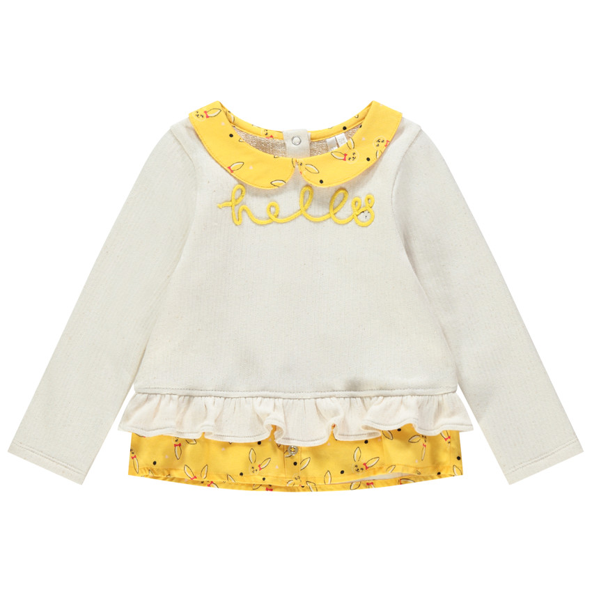 Φούτερ molleton effet 2-σε-1 με Γιακάς Claudine για bebe κορίτσι 