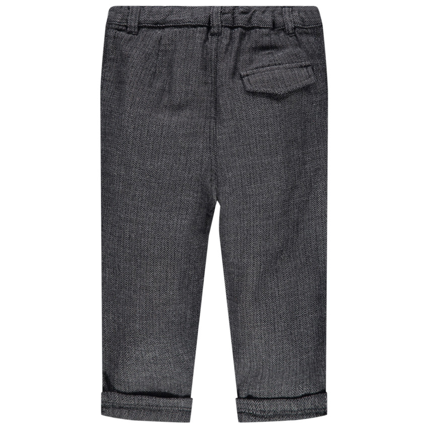 Γκρι παντελόνι με ύφανση ψαροκόκαλο 