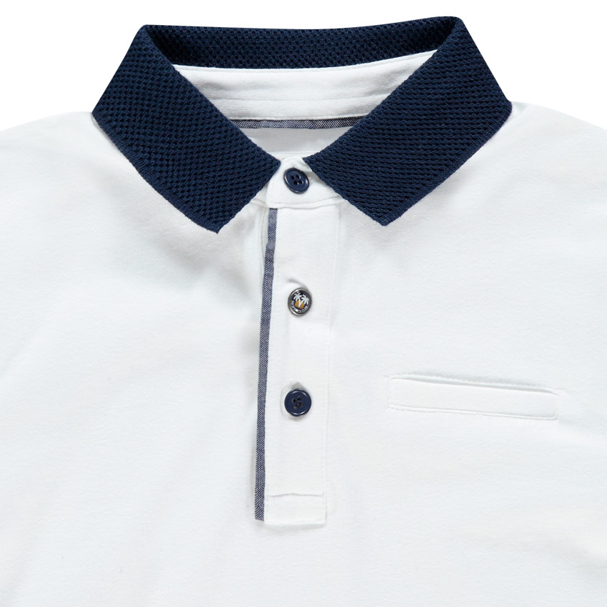 Polo κοντομάνικο μονόχρωμο με λεπτομέρειες chambray 