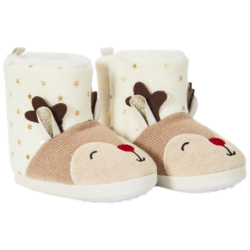 Chaussons bottes renne de Noël pour bébé fille 