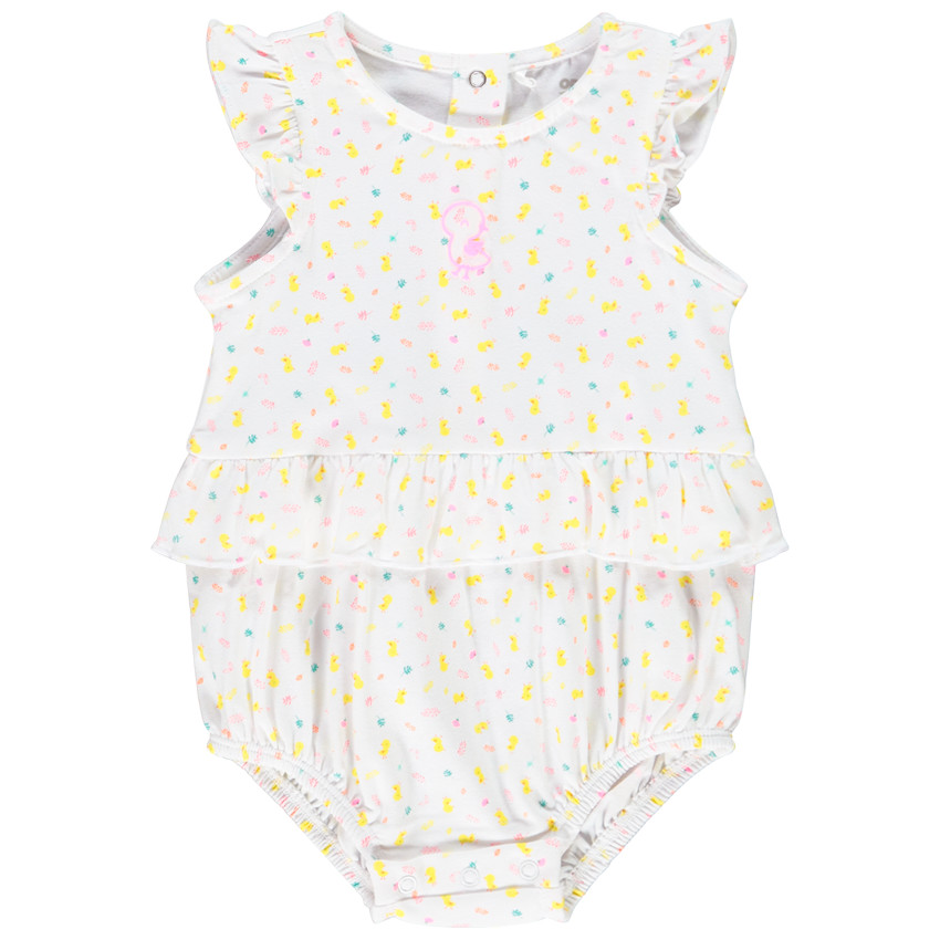 Combinaison courte imprimé poussins pour bébé fille 