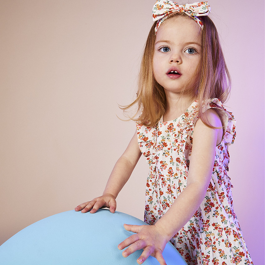 Κορδέλα με φιόγκο και λουλούδια για μωρό κορίτσι 