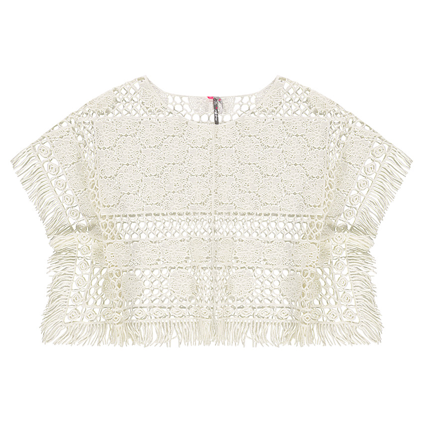 Παιδικά - Πόντσο πλεκτό στο βελονάκι με κρόσσια 