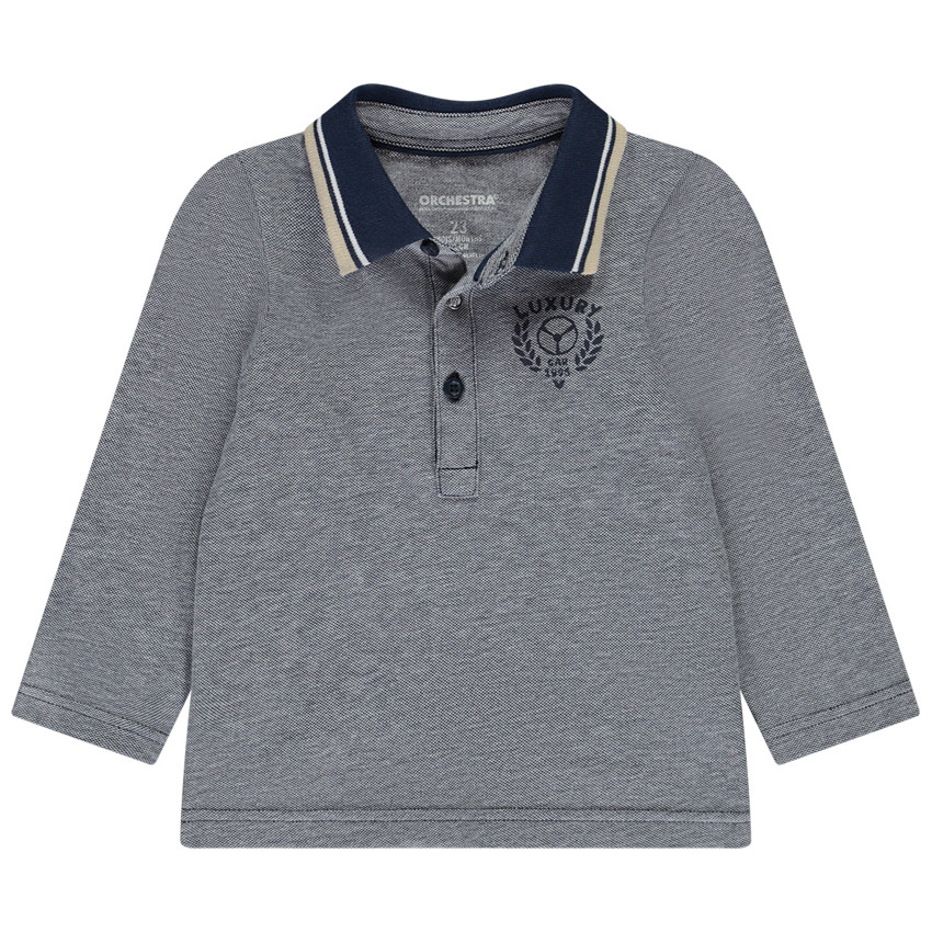 Πολό μακρυμάνικο πλεκτό με φαντεζί τύπωμα για bebe αγόρι 