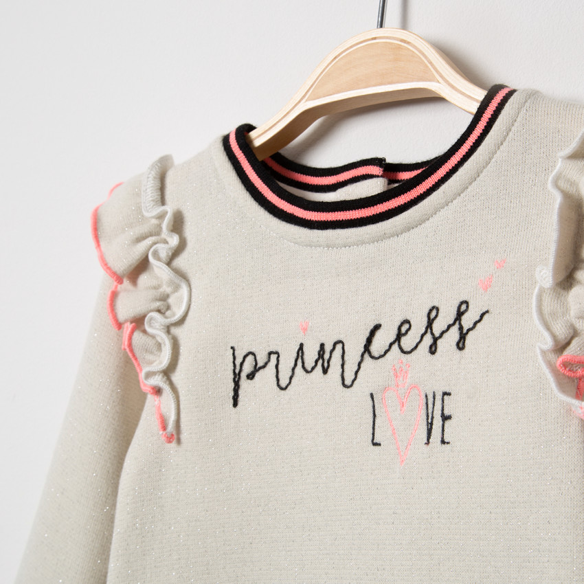 Μακρυμάνικο φόρεμα 2 σε 1 με βολάν και καρδιές σε αντίθεση στο κάτω μέρος 