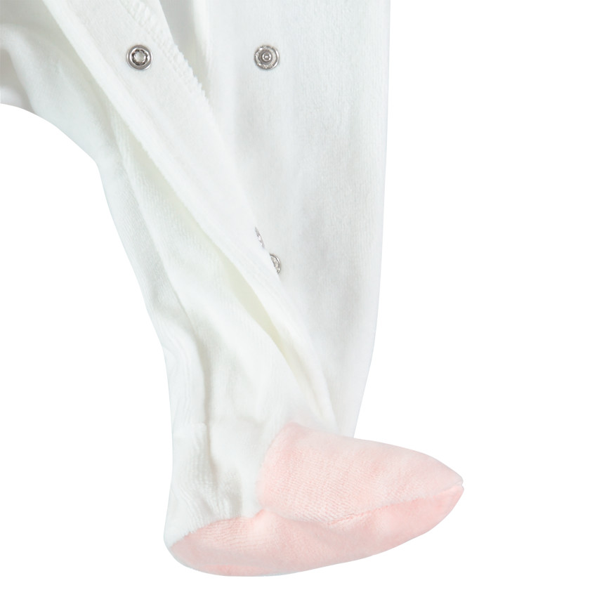 Βελουτέ φορμάκι ύπνου με κεντημένο φεγγάρι και στρογγυλό γιακαδάκι 