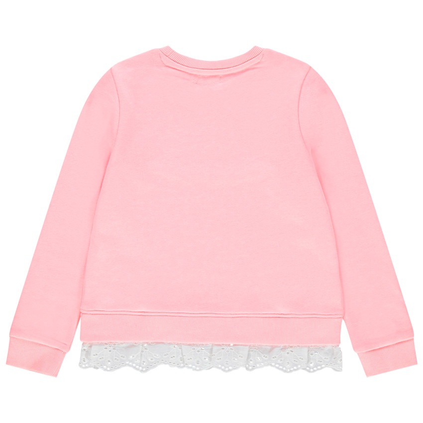 Φανελένιο φούτερ με μήνυμα με παγιέτες και λεπτομέρεια με κέντημα 