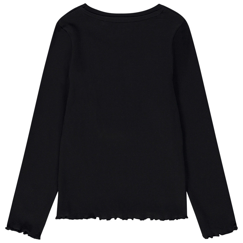 T-shirt μακρυμάνικο ριπ με κέντημα καρδιά για κορίτσι 