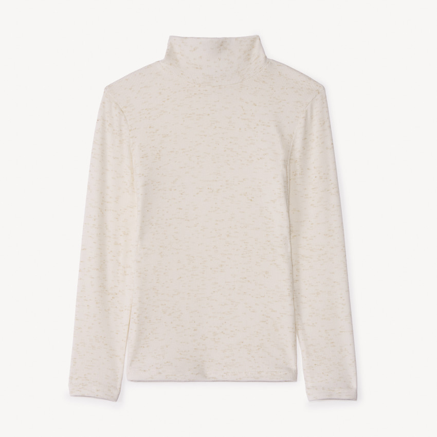 Μπλουζάκι με λάμψη και ριπ ύφανση με γιακά για κορίτσι 