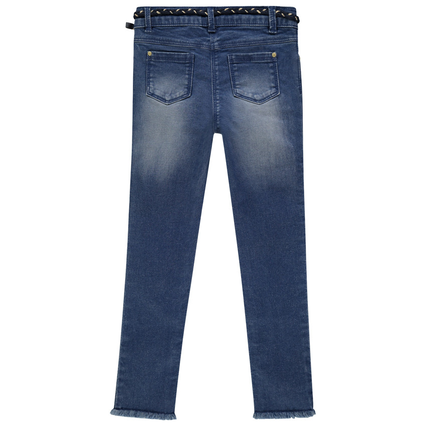 Jean slim με κεντήματα και  ζώνη για κορίτσι 