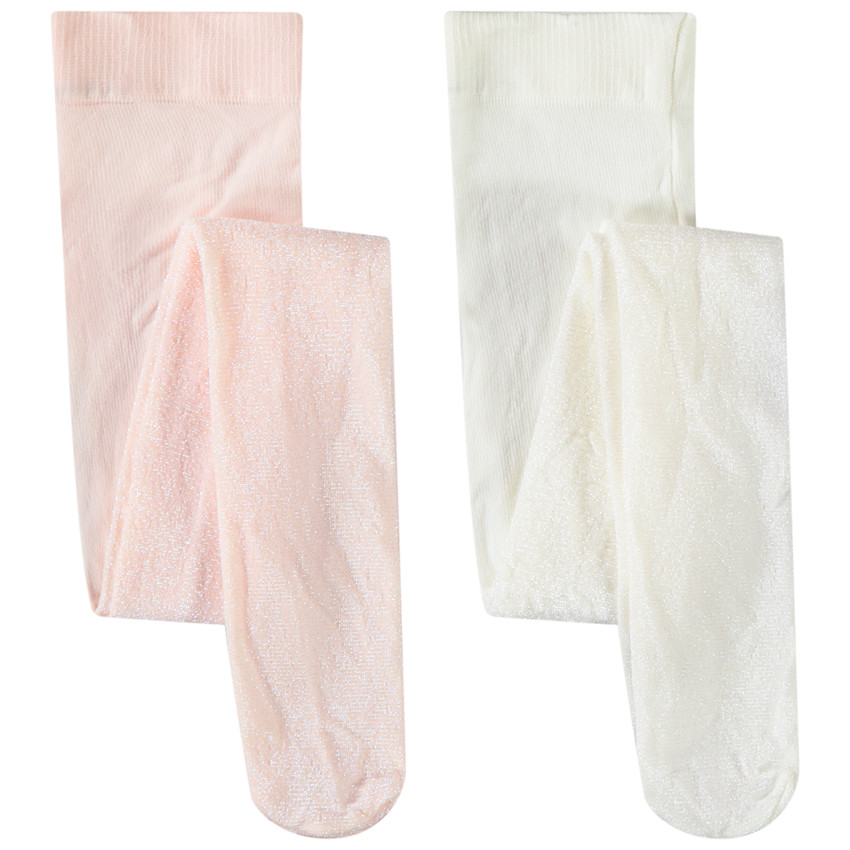 Σέτ από 2 λεπτές καλσόν με ιριδίζον εφέ για μωρό κορίτσι 