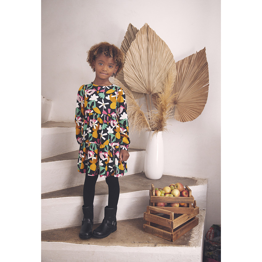 Φόρεμα μακρυμάνικο με σχέδιο λουλούδια για κορίτσι 