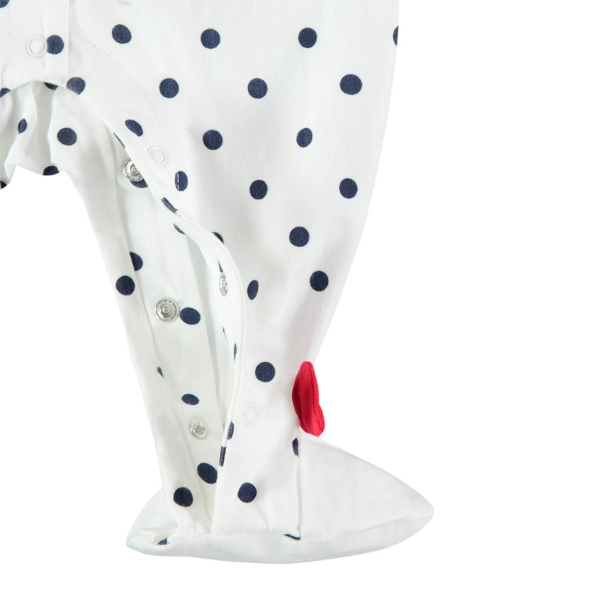 Φορμάκι ολόσωμο πουά , από οργανικό βαμβάκι και κέντημα Μinnie 