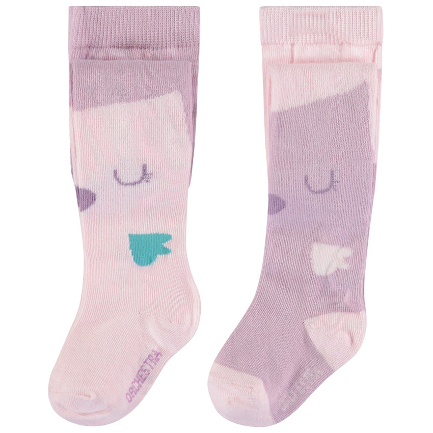 Lot de 2 collants épais motif hibou en jacquard 