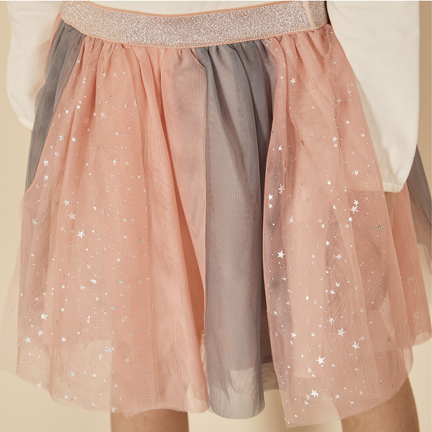 "Φόρεμα bi-matière 2 σε 1 με δίχτυ σε δύο χρώματα για κορίτσι" 