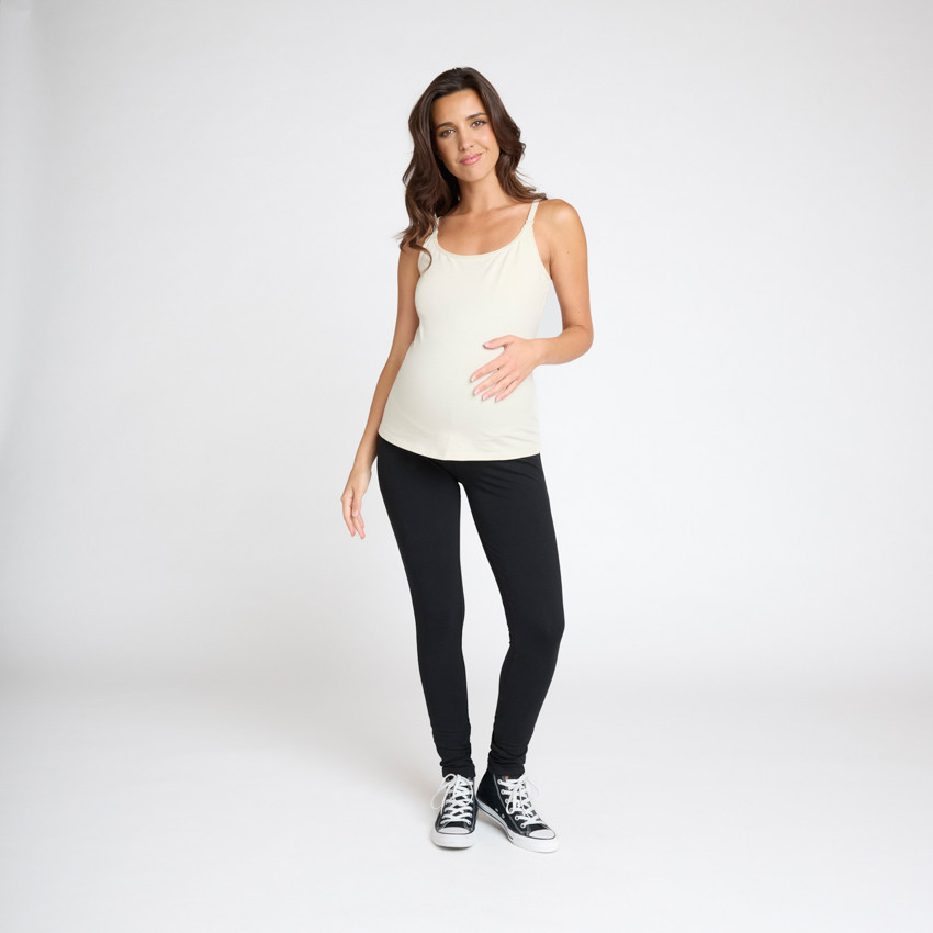 Κολάν εγκυμοσύνης slim με ψηλό ελαστικό κορδόνι μονόχρωμο jersey 