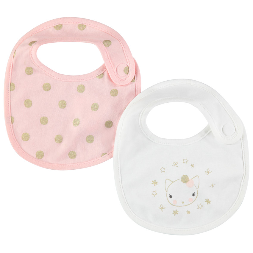 Σετ από 2 κοντές ποδιές με χρυσές πουά και εκτύπωση γάτας 