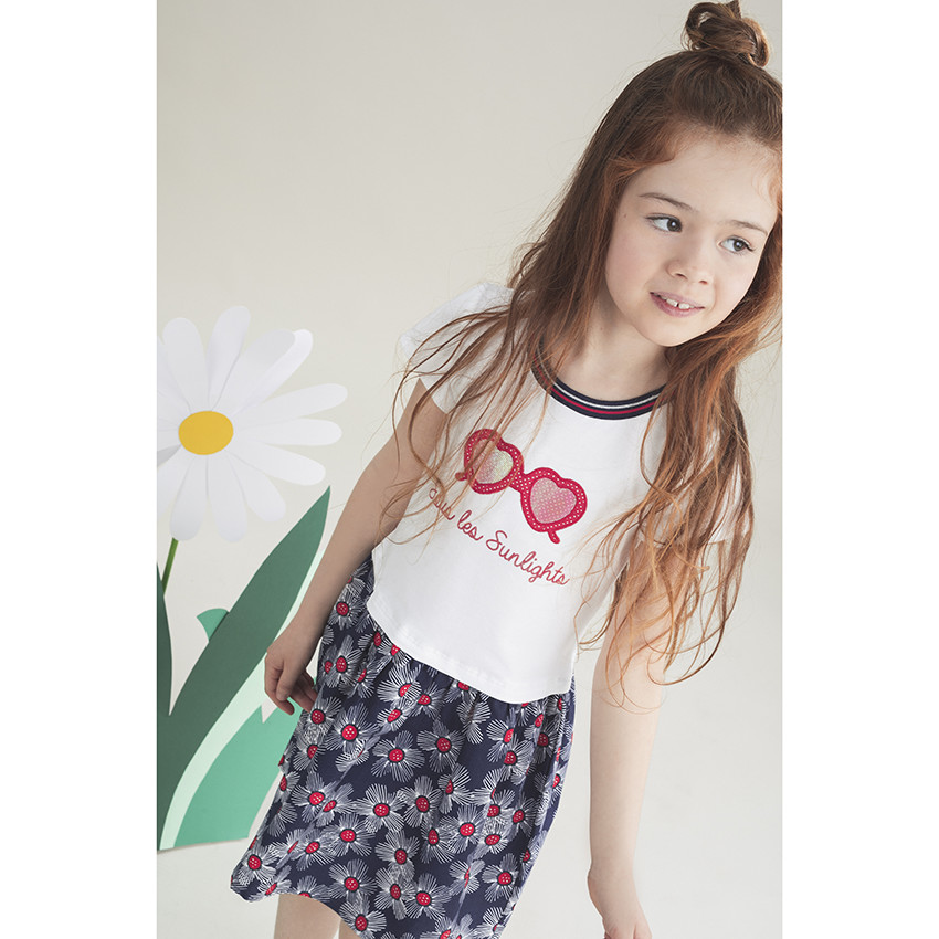 Φόρεμα κοντομάνικο 2 en 1 με εμπριμέ floral 