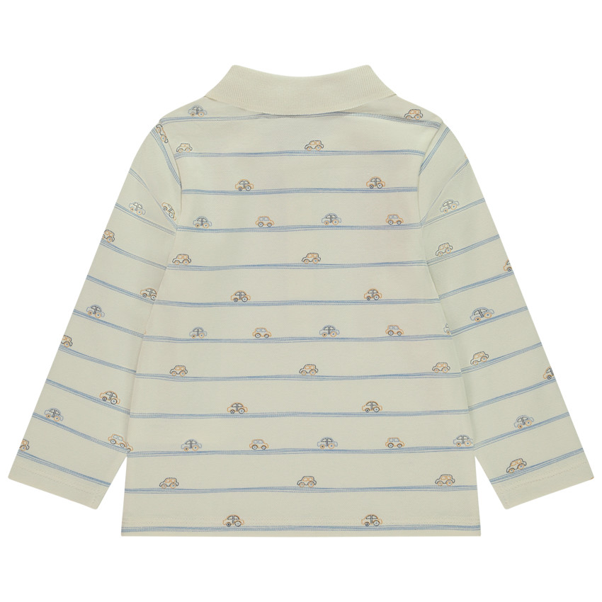 Πολυκαιρισμένο πλεκτό μπλουζάκι με σχέδιο αυτοκινήτων και ρίγες για μωρό αγόρι 