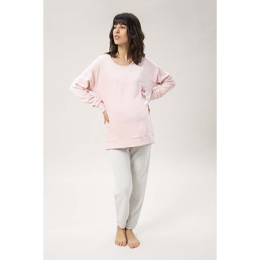 Φούτερ εγκυμοσύνης με κεντημένη τσέπη  