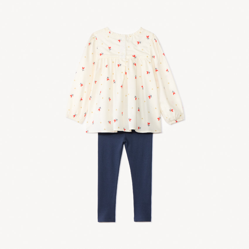Ensemble 2 pièces avec tunique à cœurs pour bébé fille 