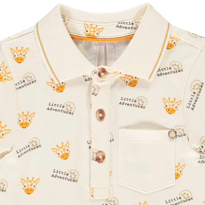 Polo κοντομάνικο με σχέδια καμηλοπάρδαλη για bebe αγόρι 