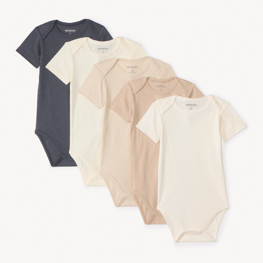 Σετ από 5 κοντομάνικα bodies μονόχρωμα για μωρό 