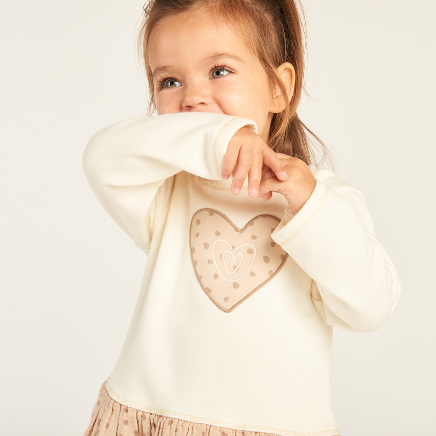 Φόρεμα διπλής ύφανσης με εφέ 2 σε 1 με πουά για κορίτσι μωρό 