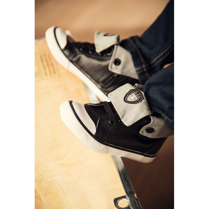 Baskets montantes avec revers en toile 