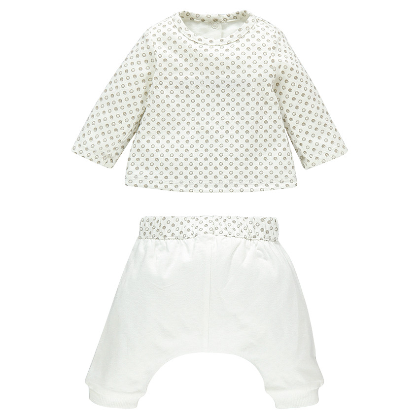 Σετ νεογέννητου δύο όψεων κοντομάνικο και παντελόνι με χαμηλό καβάλο  με οργανικό βαμβάκι 