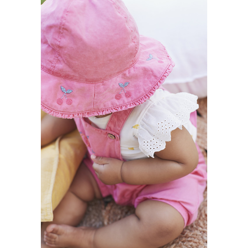 "Φόρεμα από ποπλίνα με κεντητές κερασιές για μωρό κορίτσι" 