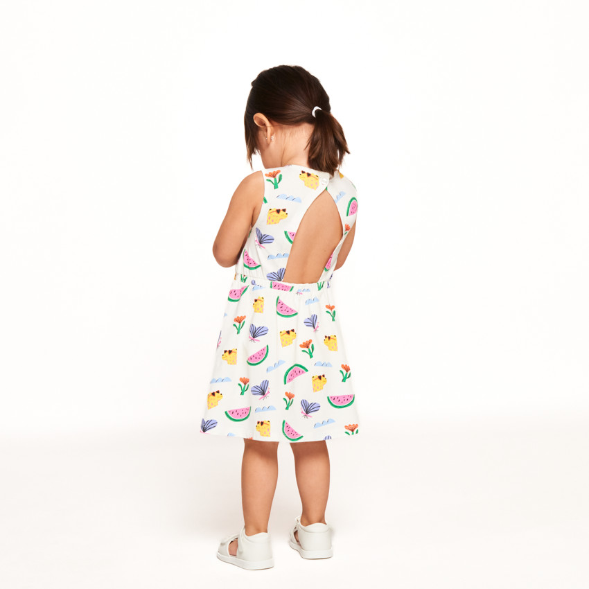 Αμάνικο φόρεμα με φαντεζί σχέδιο για bebe κορίτσι 