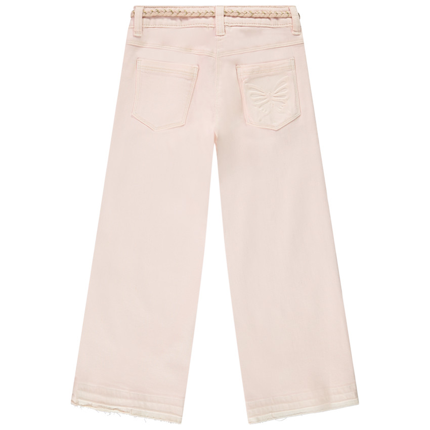 Παντελόνι large denim με ζώνη effet tressé για κορίτσι 