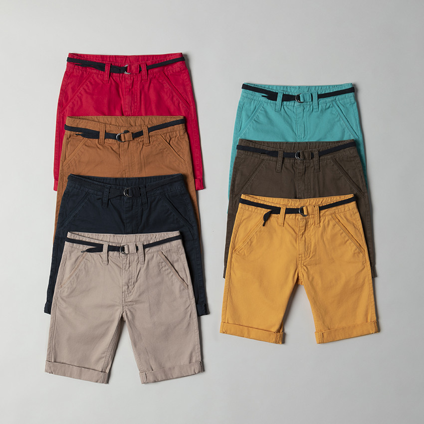 Βερμούδα από βαμβακερό ύφασμα με ρυθμιζόμενη ζώνη 