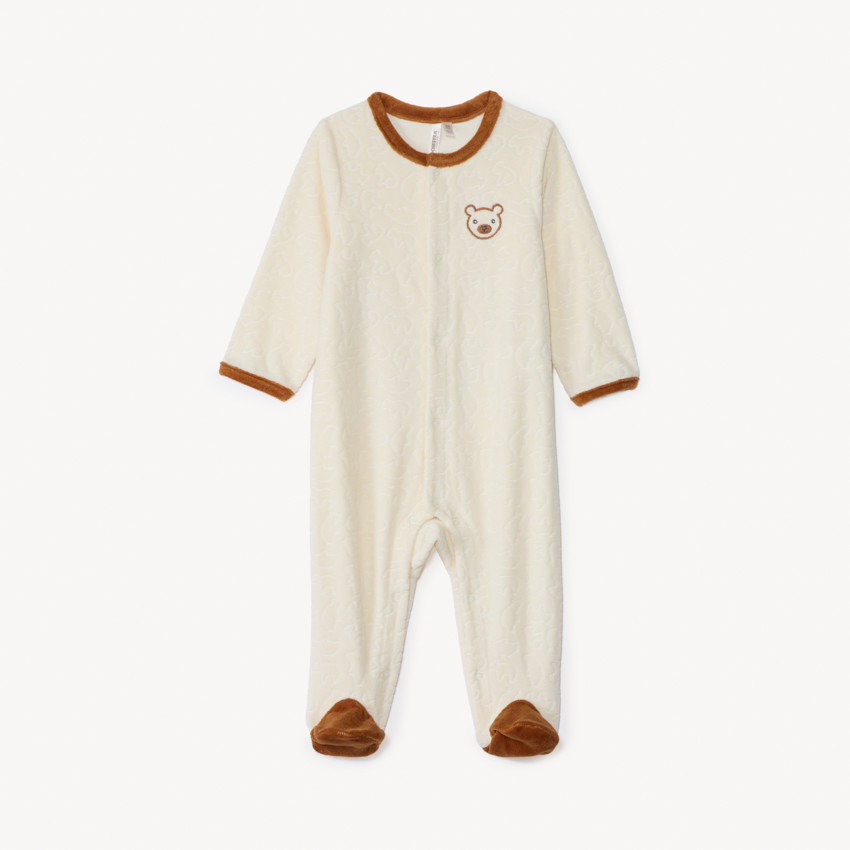 Dors-bien Ourson en velours effet dévoré pour bébé garçon 