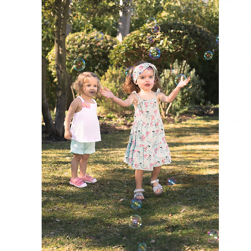 Robe à bretelles volantées imprimé fleuri pour bébé fille 