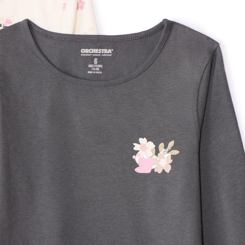 Σετ 4 μακρυμάνικα jersey μπλουζάκια με φανταχτερά σχέδια για κορίτσι 