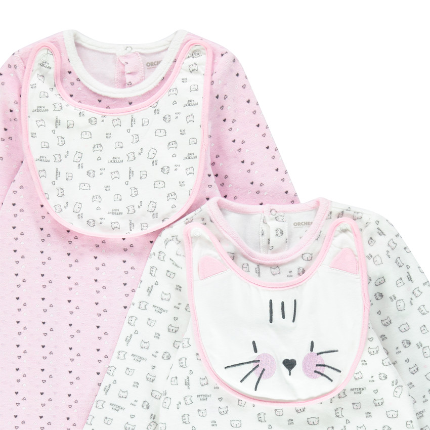 Σετ με 2 φορμάκια ύπνου βελουτέ με αφαιρούμενη ενσωματωμένη σαλιάρα  