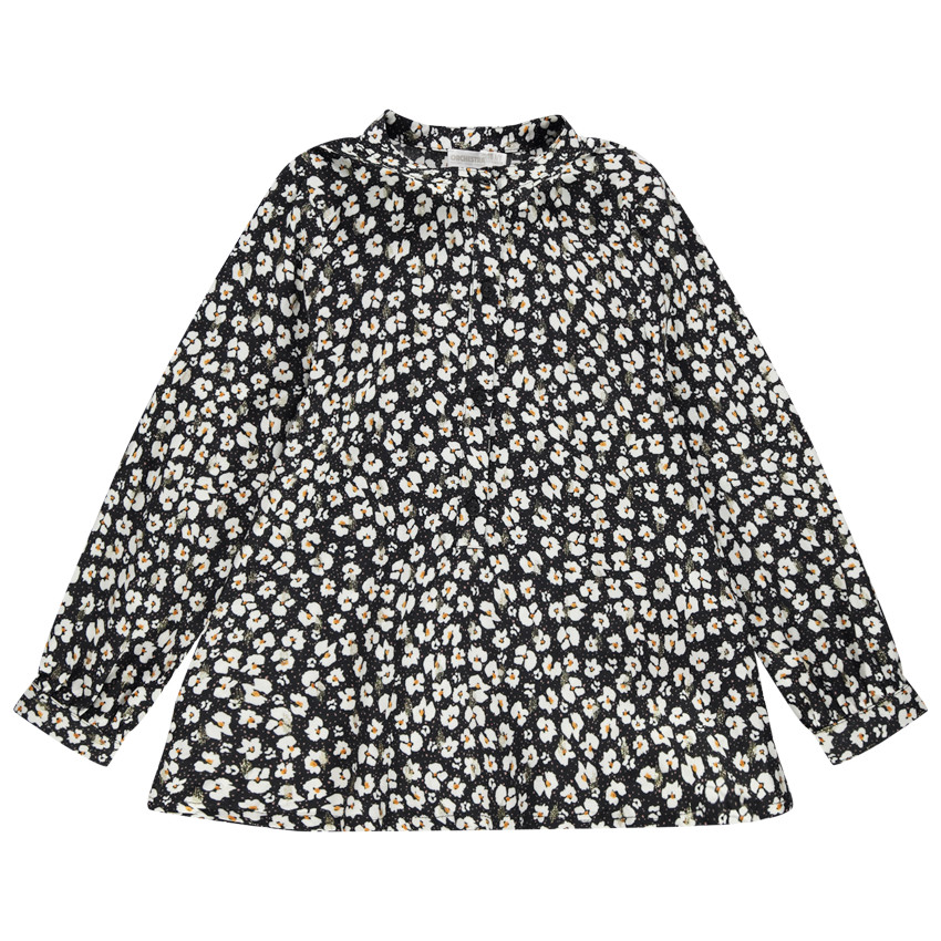 Tunique manches longues imprimée fleurs all-over 