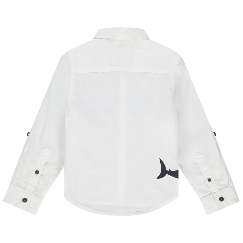 Μακρυμάνικο βαμβακερό πουκάμισο με ρίγες και στάμπα καρχαρία  Additional Μακρυμάνικο βαμβακερό πουκάμισο με ρίγες και στάμπα καρχαρία