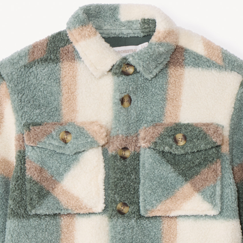 Veste manches longues en molleton à carreaux pour garçon  