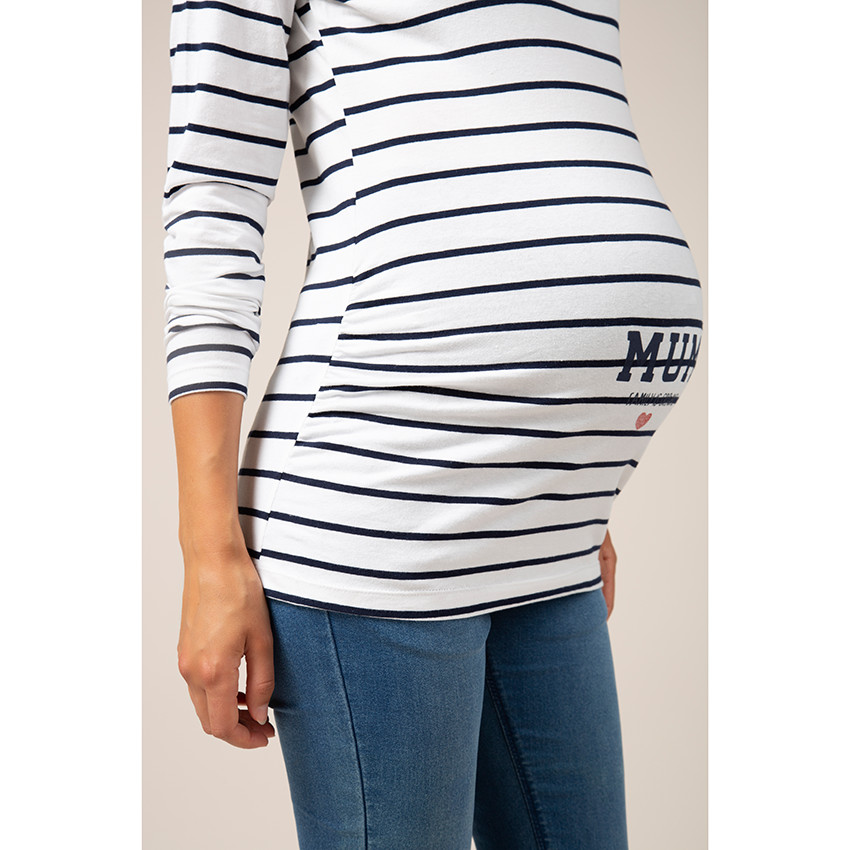 Μακρυμάνικη μπλούζα με ρίγες και διακοσμητικό σχέδιο 