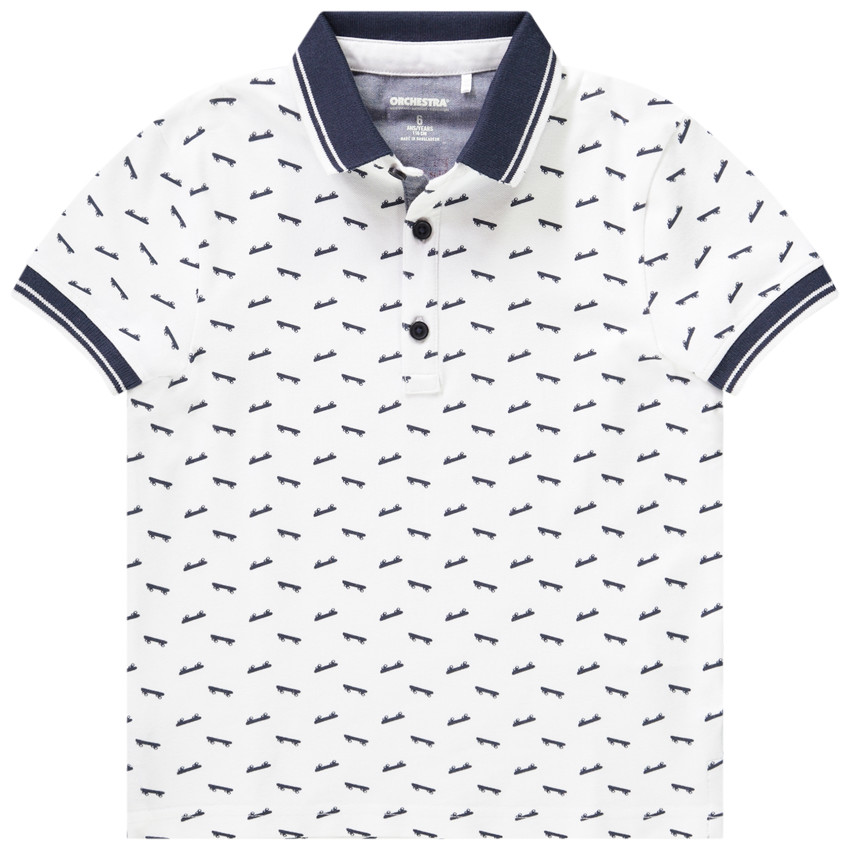 Πόλο κοντομάνικο βαμβακερό piqué με print για αγόρι 