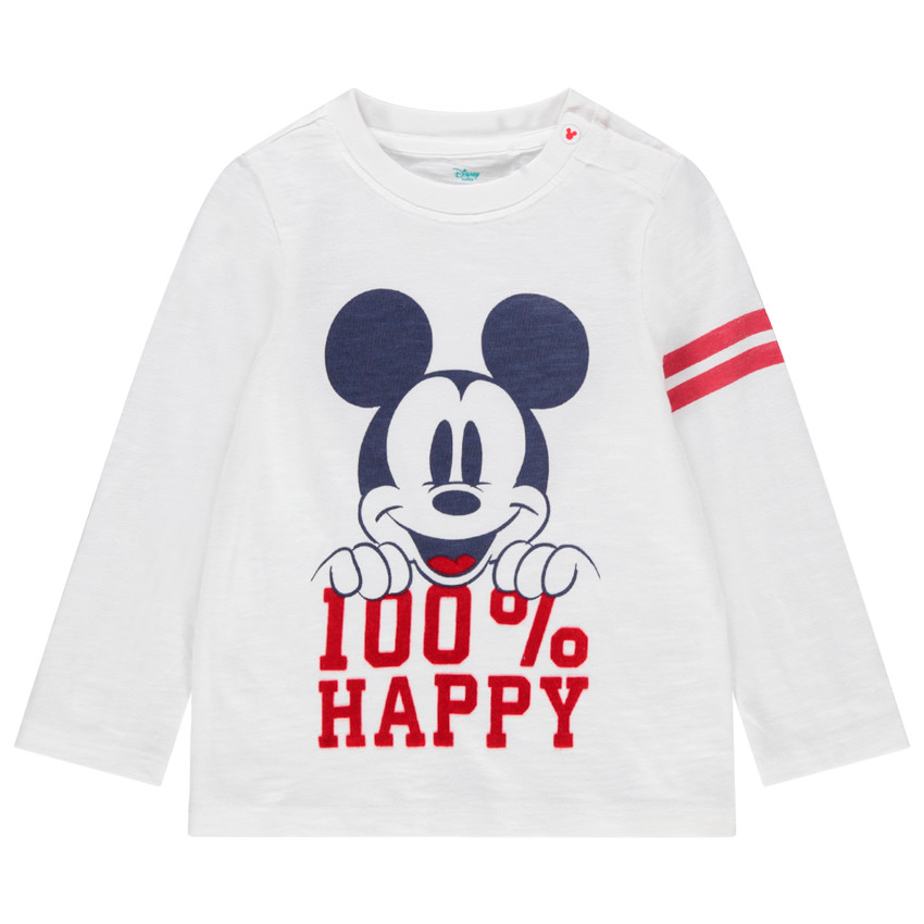 T-shirt manches longues en coton bio print Mickey Disney et bandes 