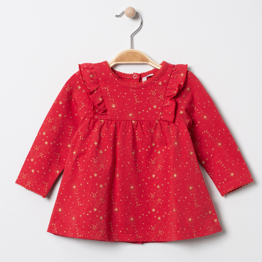 Τουνίκ μακρυμάνικο με αστέρια χρυσαφί σε όλη την επιφάνεια 