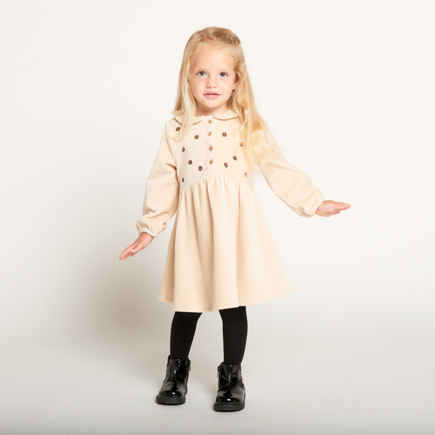 Robe brodée en velours côtelé pour bébé fille 