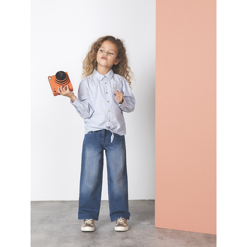 Jean large για κόριτσι στυλ ξεβαμμένο με ζώνη 