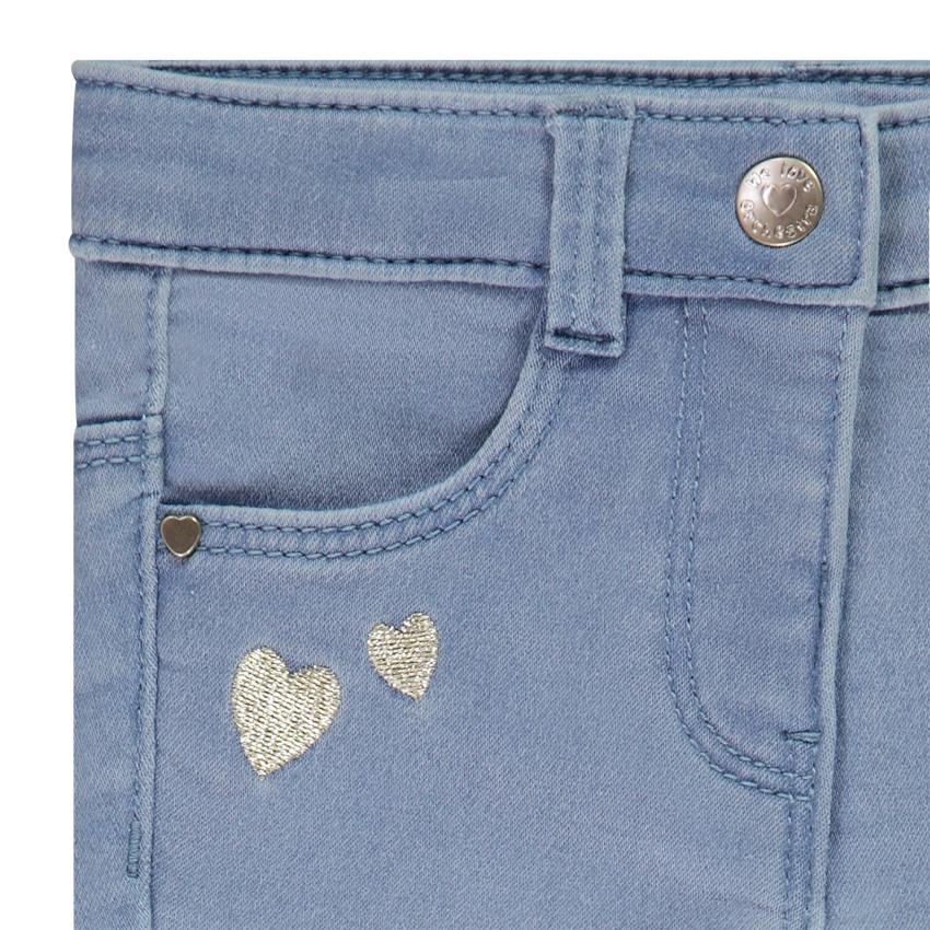 Τζιν slim με κεντημένες καρδιές για bebe κορίτσι 